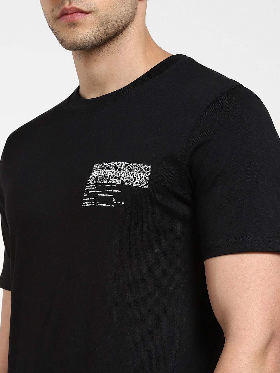 Black Printed Crew Neck T-shirt