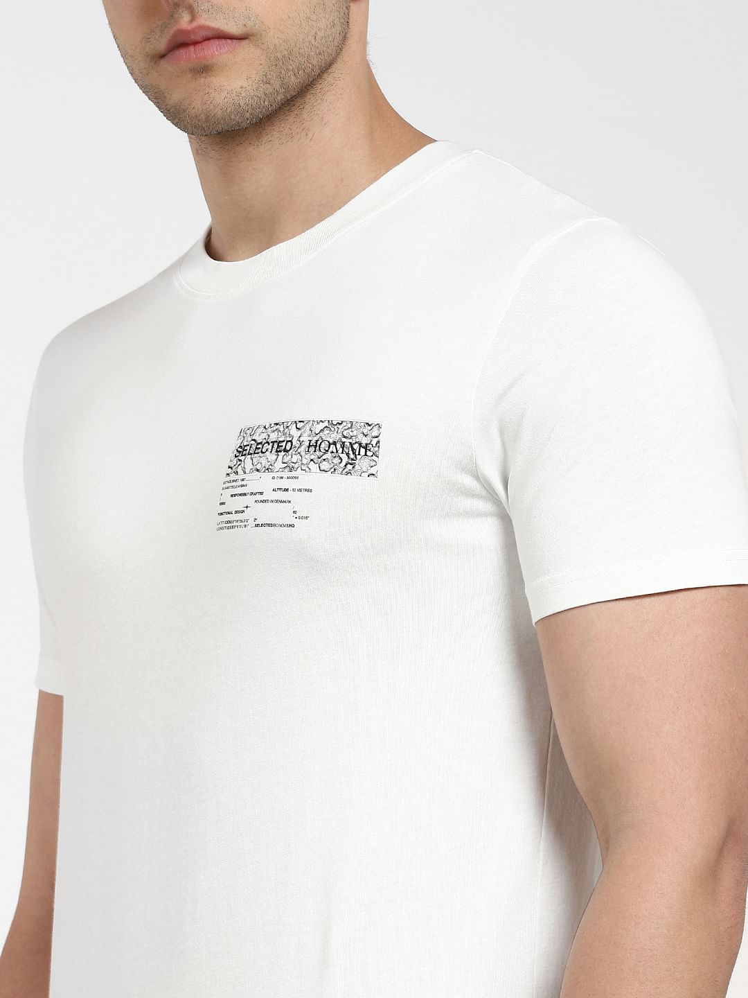 White Printed Crew Neck T-Shirt