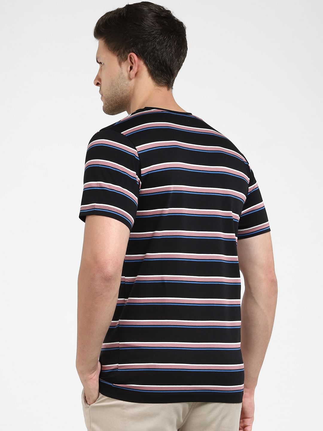Black Striped Crew Neck T-Shirt