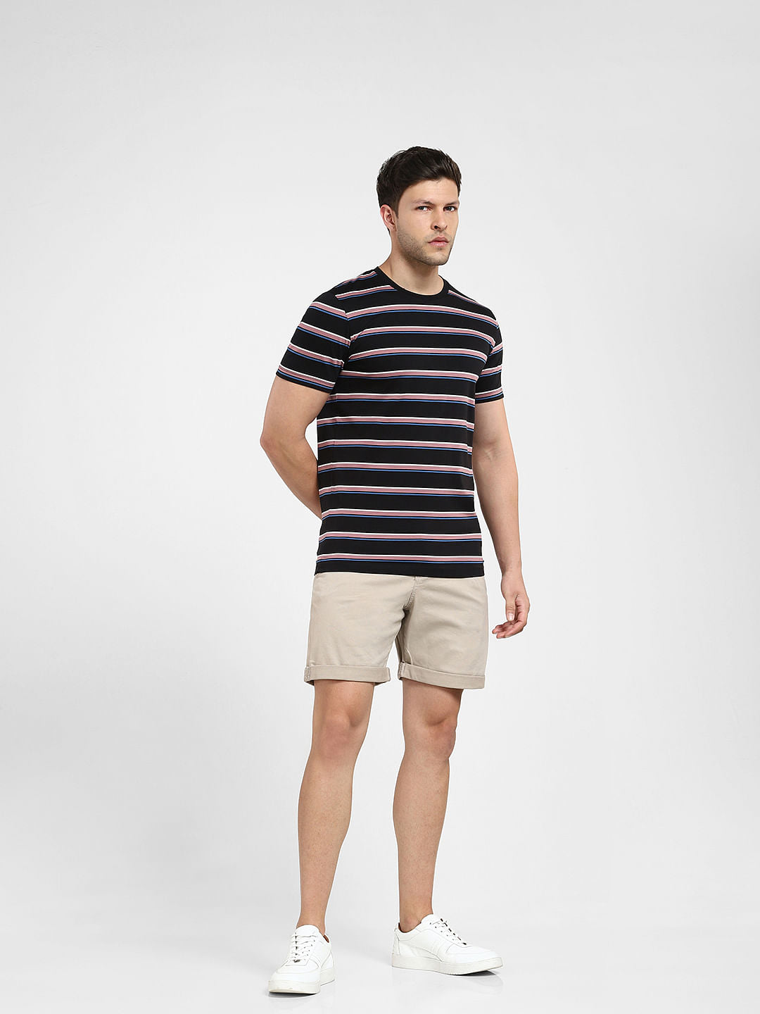 Black Striped Crew Neck T-Shirt