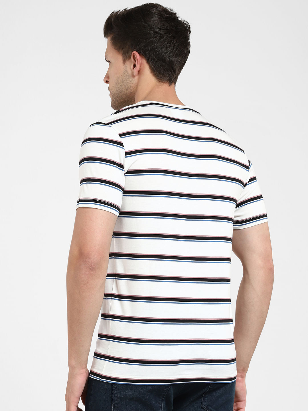 White Striped Crew Neck T-Shirt