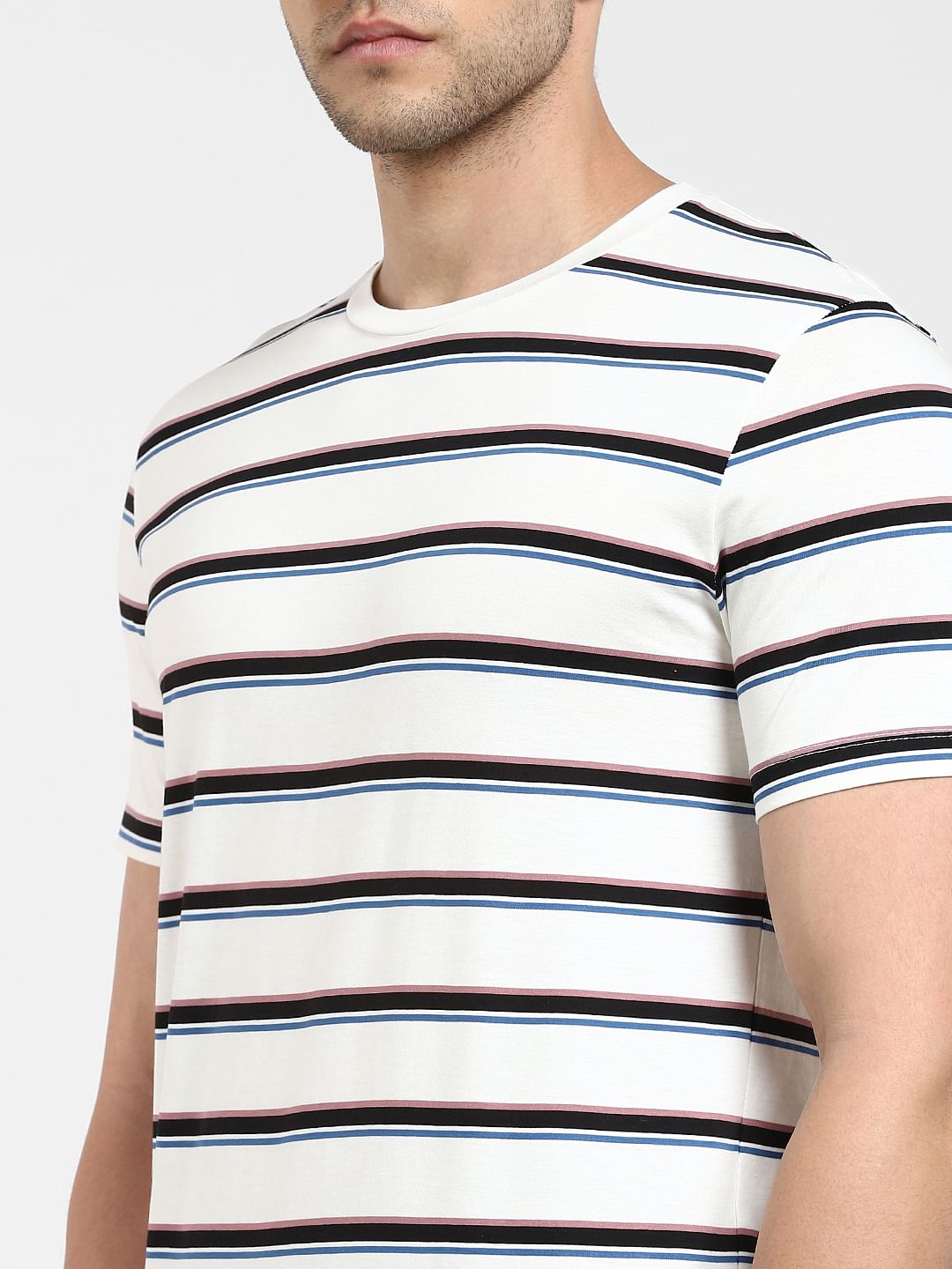 White Striped Crew Neck T-Shirt