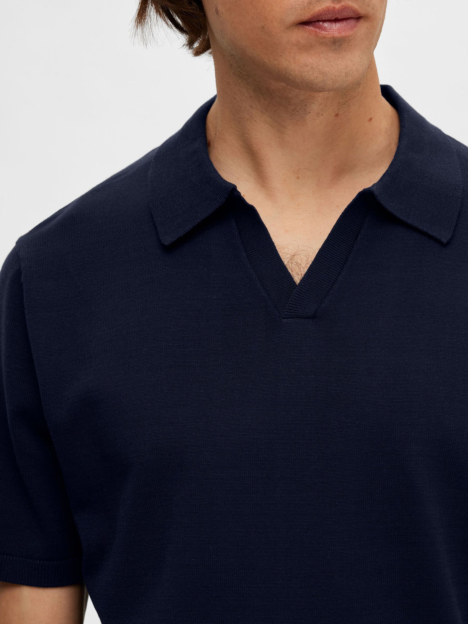 Navy Blue Knitted Polo T-shirt