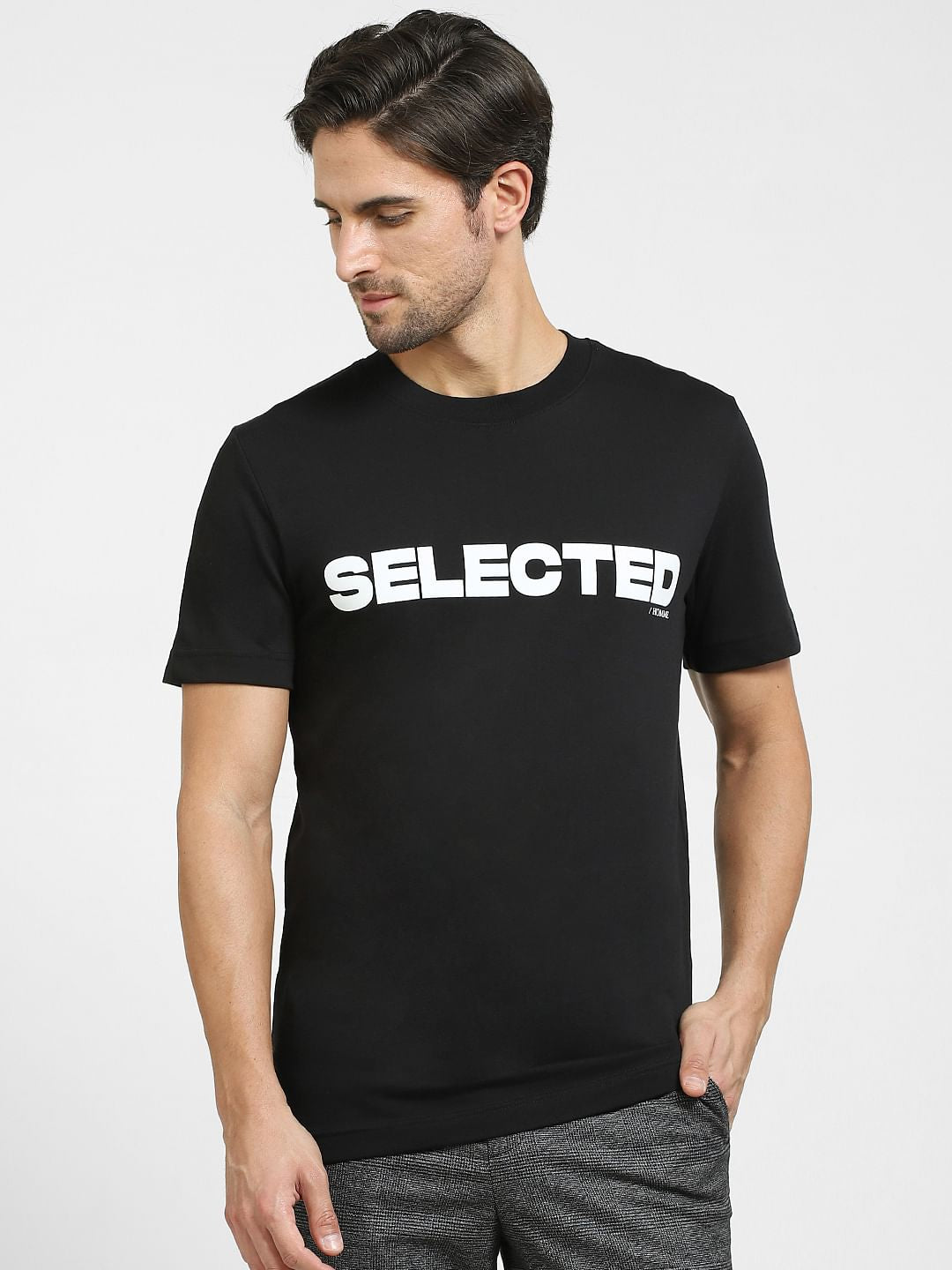 Black Logo Print Organic Cotton T-shirt