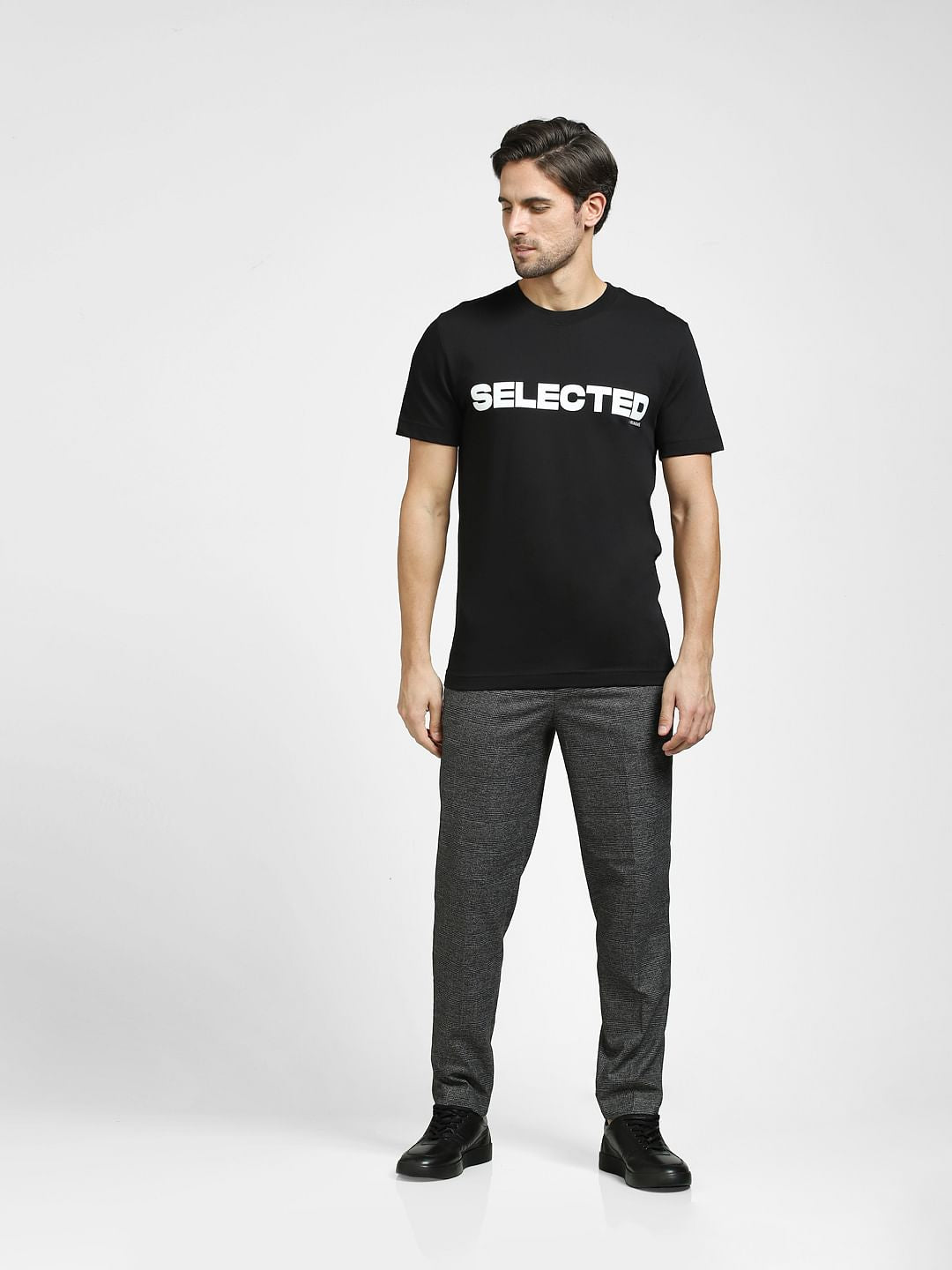 Black Logo Print Organic Cotton T-shirt