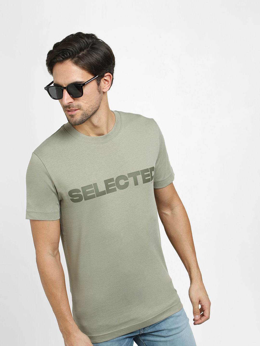 Green Logo Print Organic Cotton T-shirt