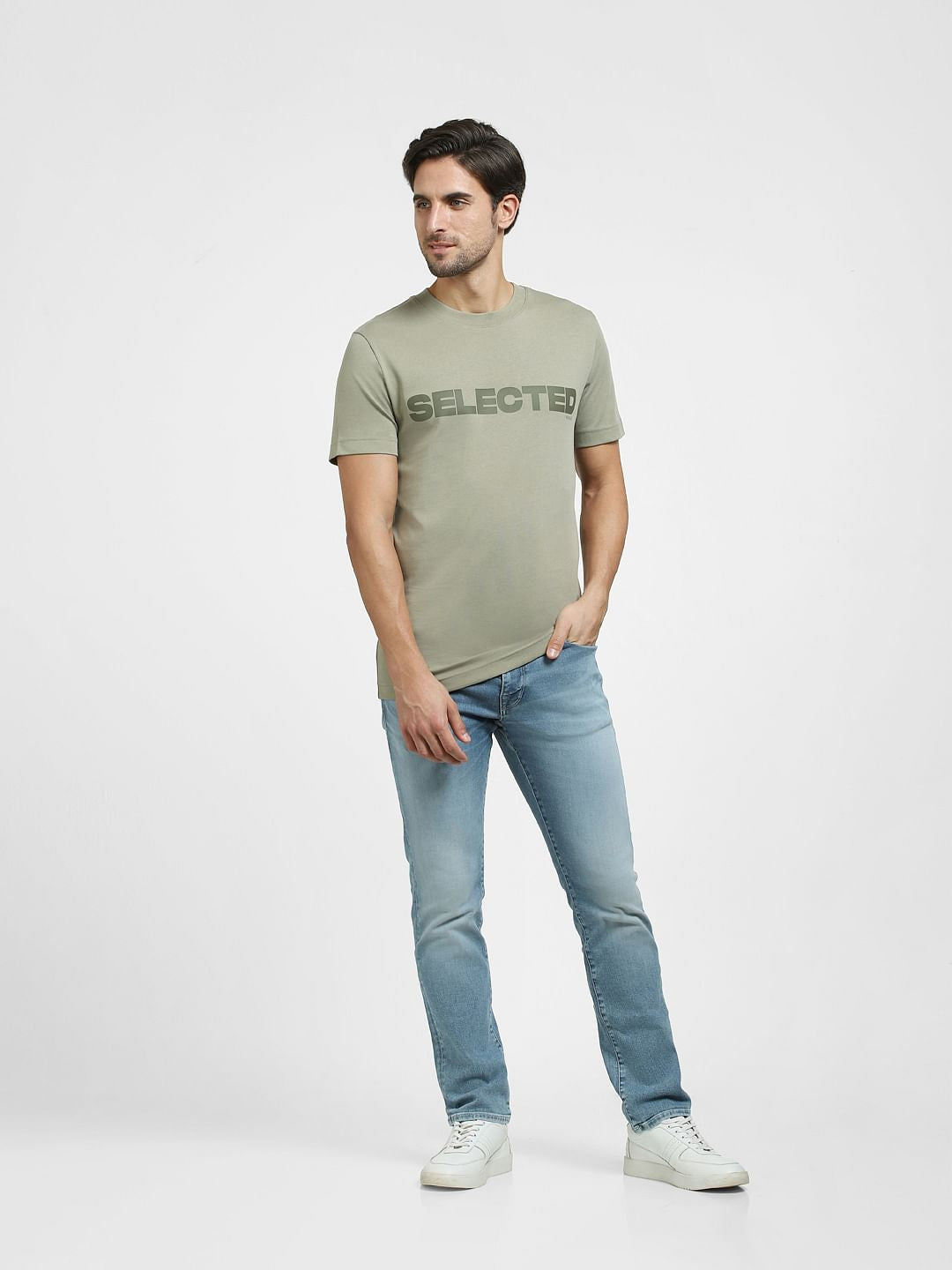 Green Logo Print Organic Cotton T-shirt