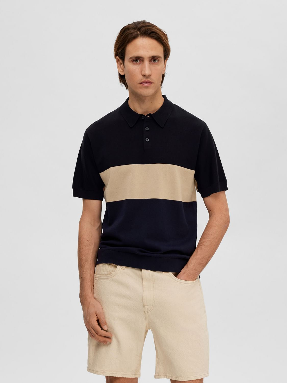 Black Colourblocked Polo T-shirt