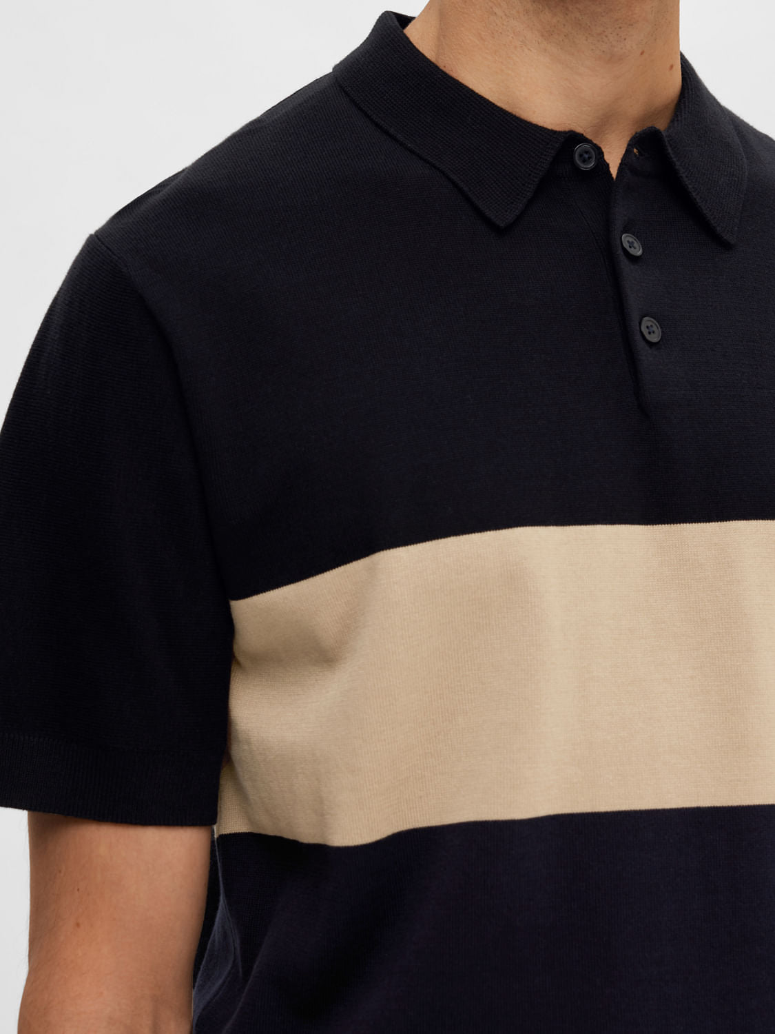 Black Colourblocked Polo T-shirt