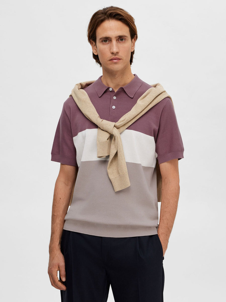 Mauve Colourblocked Polo T-shirt
