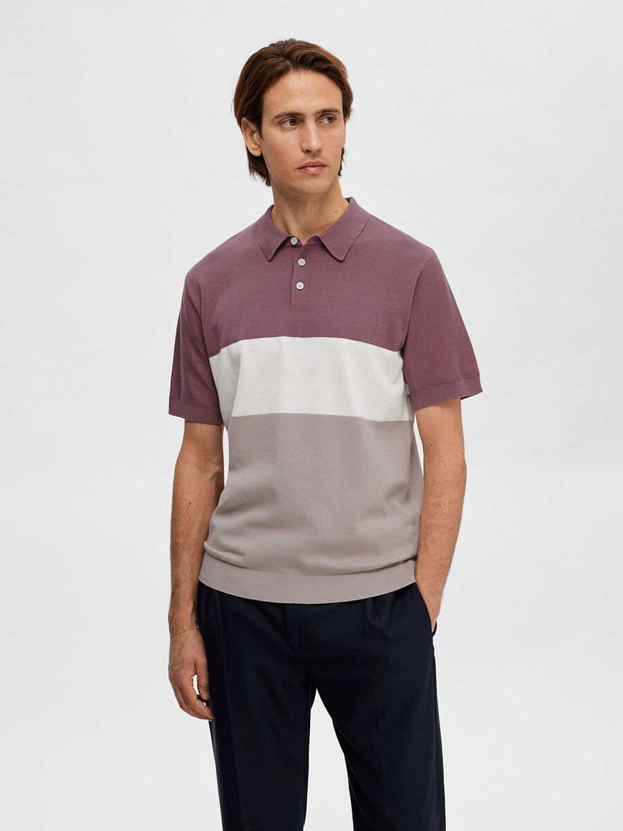 Mauve Colourblocked Polo T-shirt