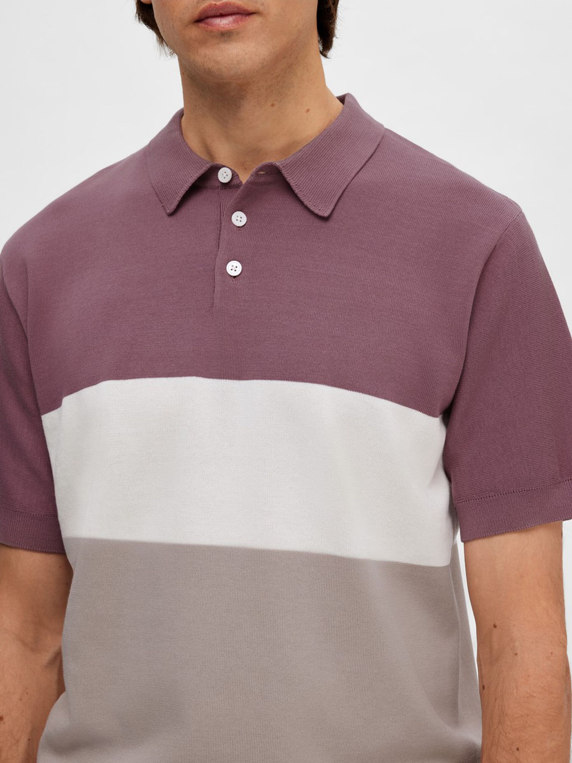 Mauve Colourblocked Polo T-shirt