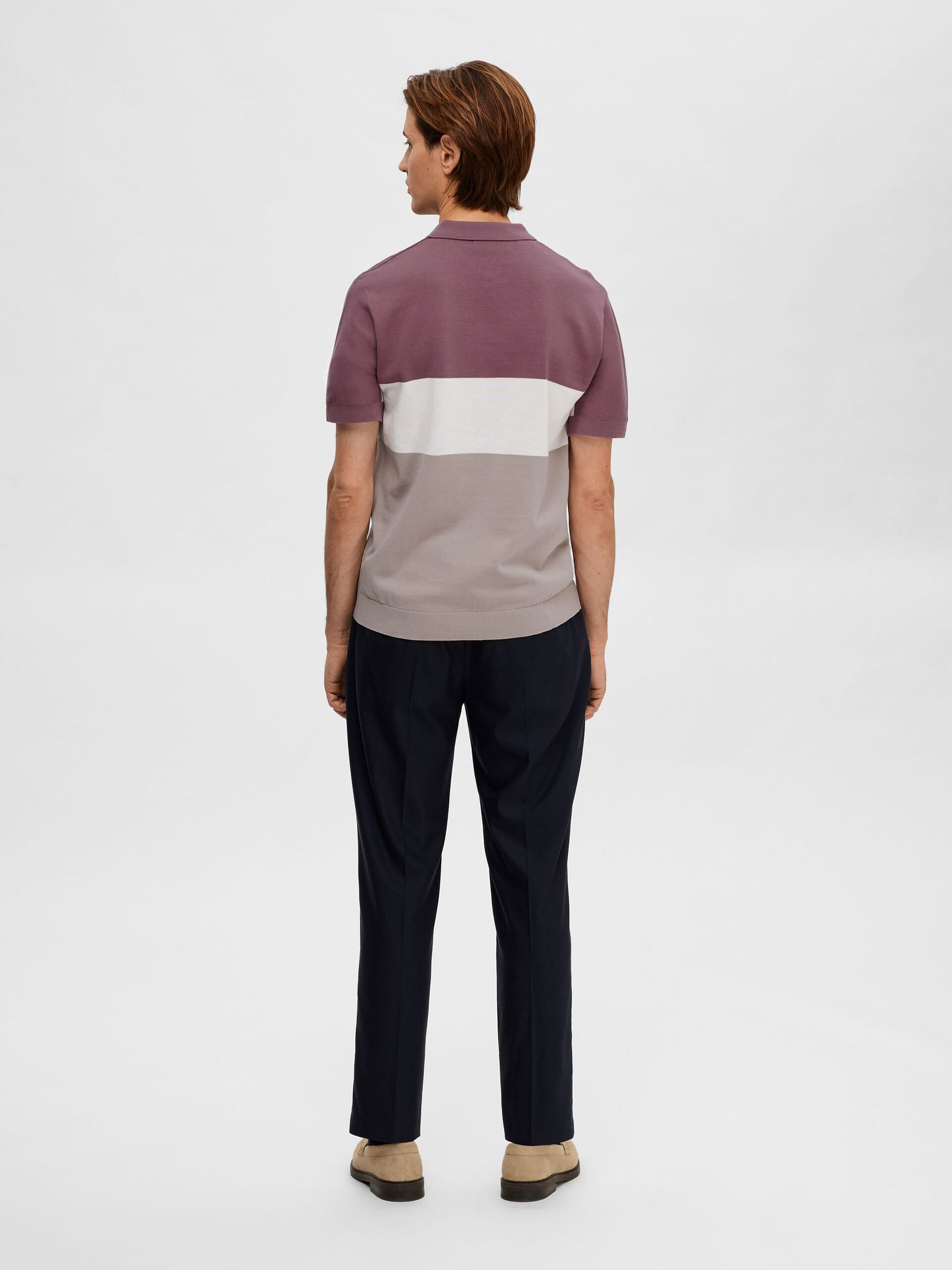 Mauve Colourblocked Polo T-shirt
