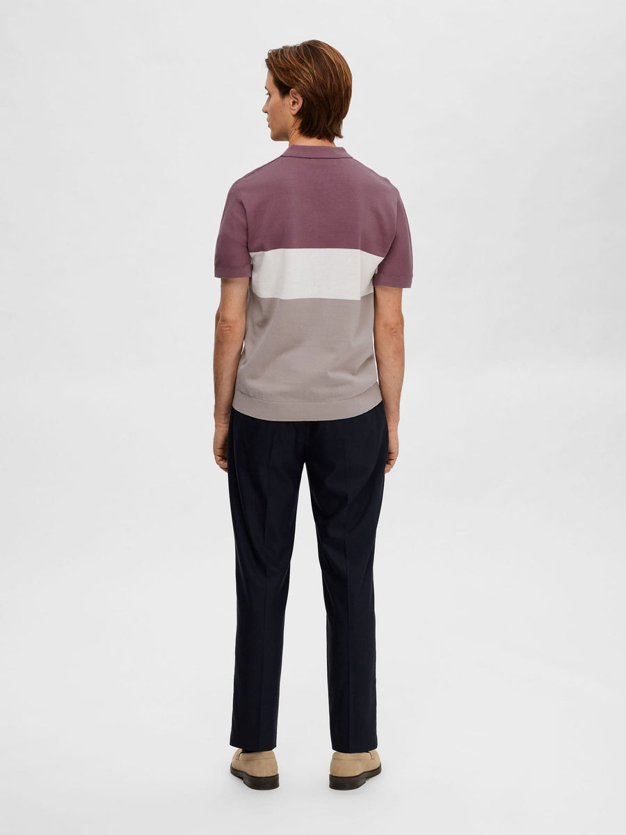 Mauve Colourblocked Polo T-shirt