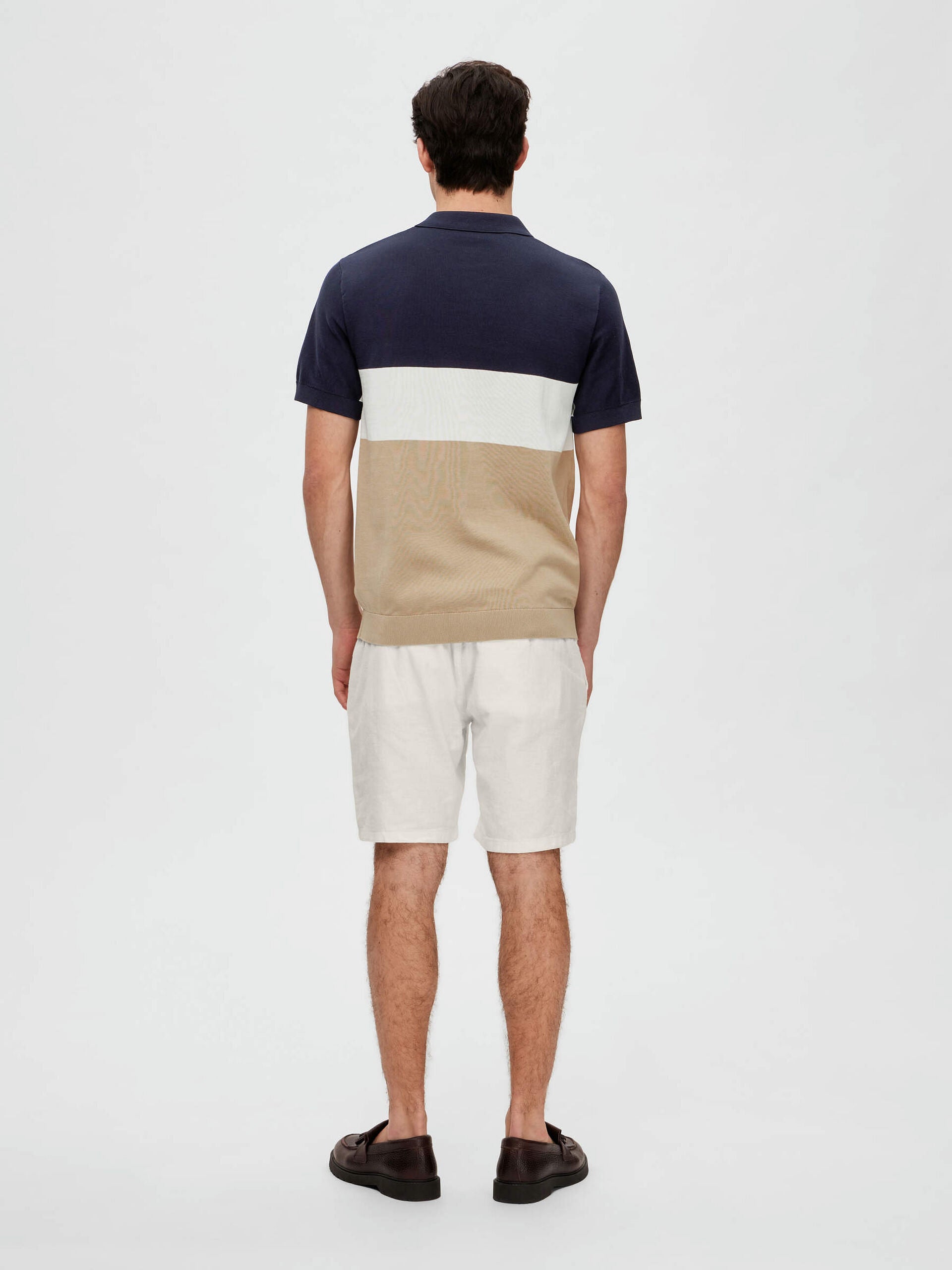 Navy Blue Colourblocked Polo T-shirt