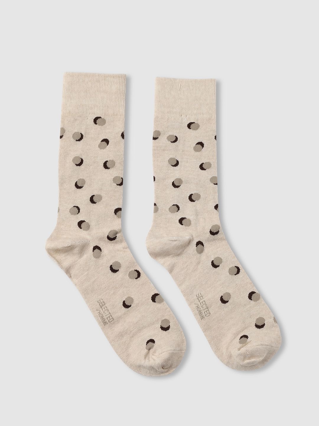 Beige Polka Dot Mid Length Socks