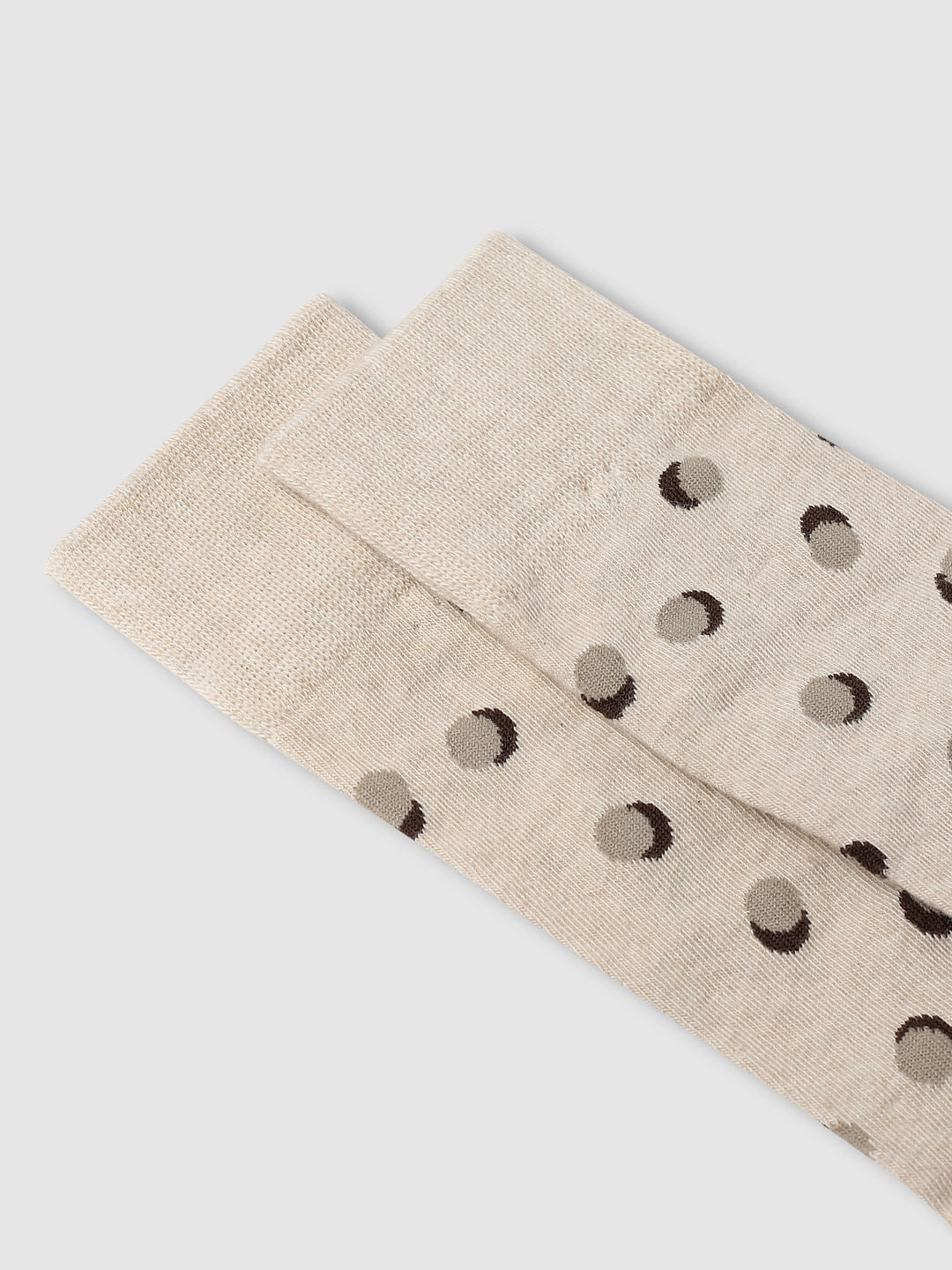 Beige Polka Dot Mid Length Socks