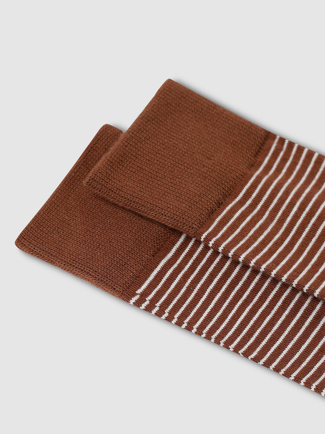 Brown Striped Mid Length Socks