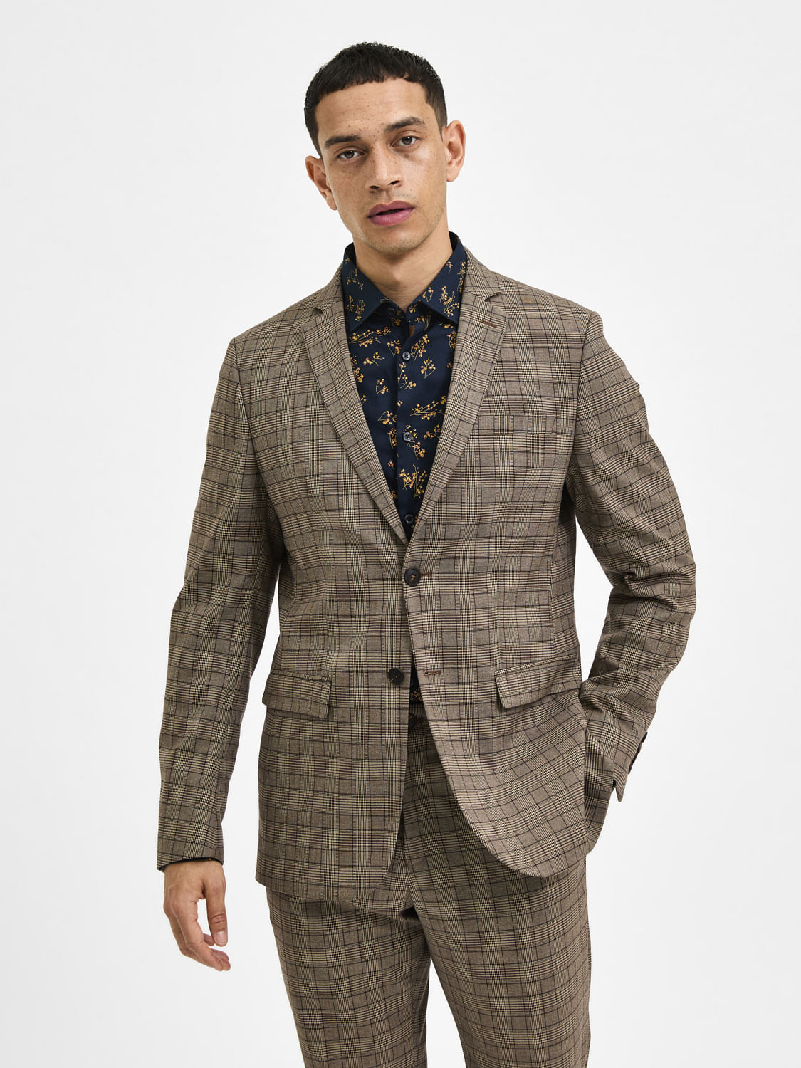 Brown Check Formal Blazer