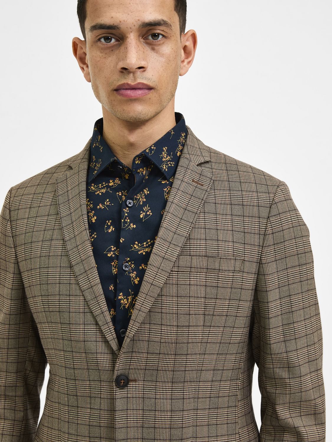 Brown Check Formal Blazer