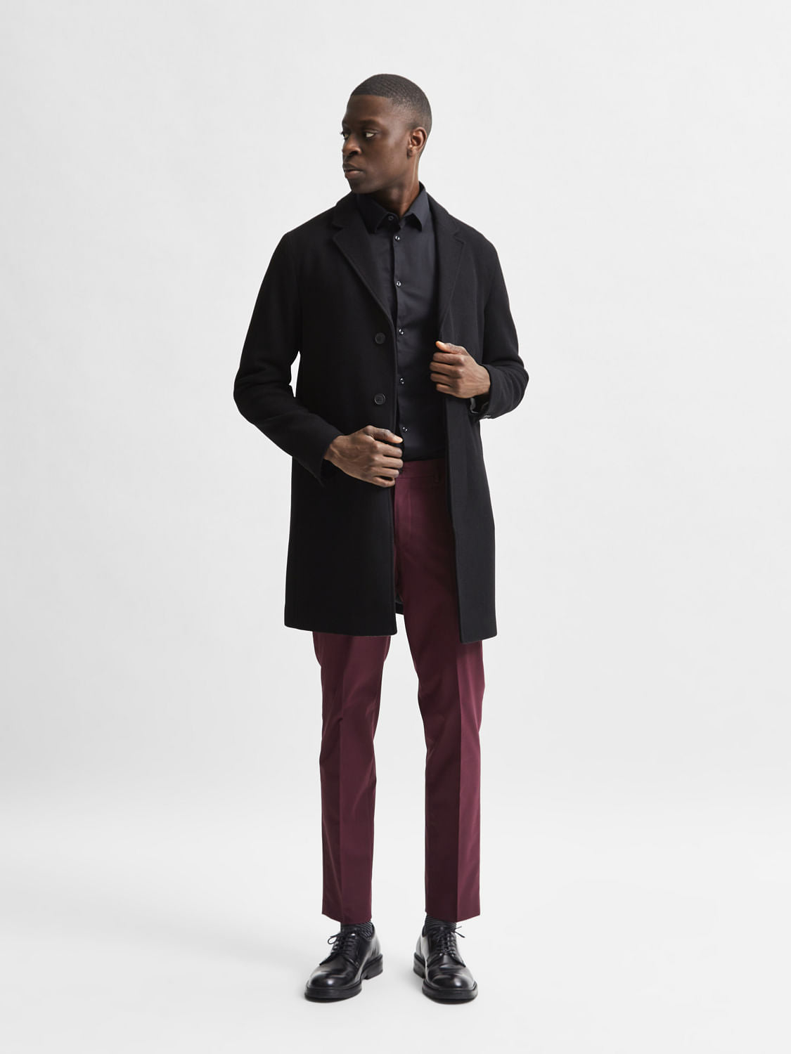 Black Woollen Long Coat
