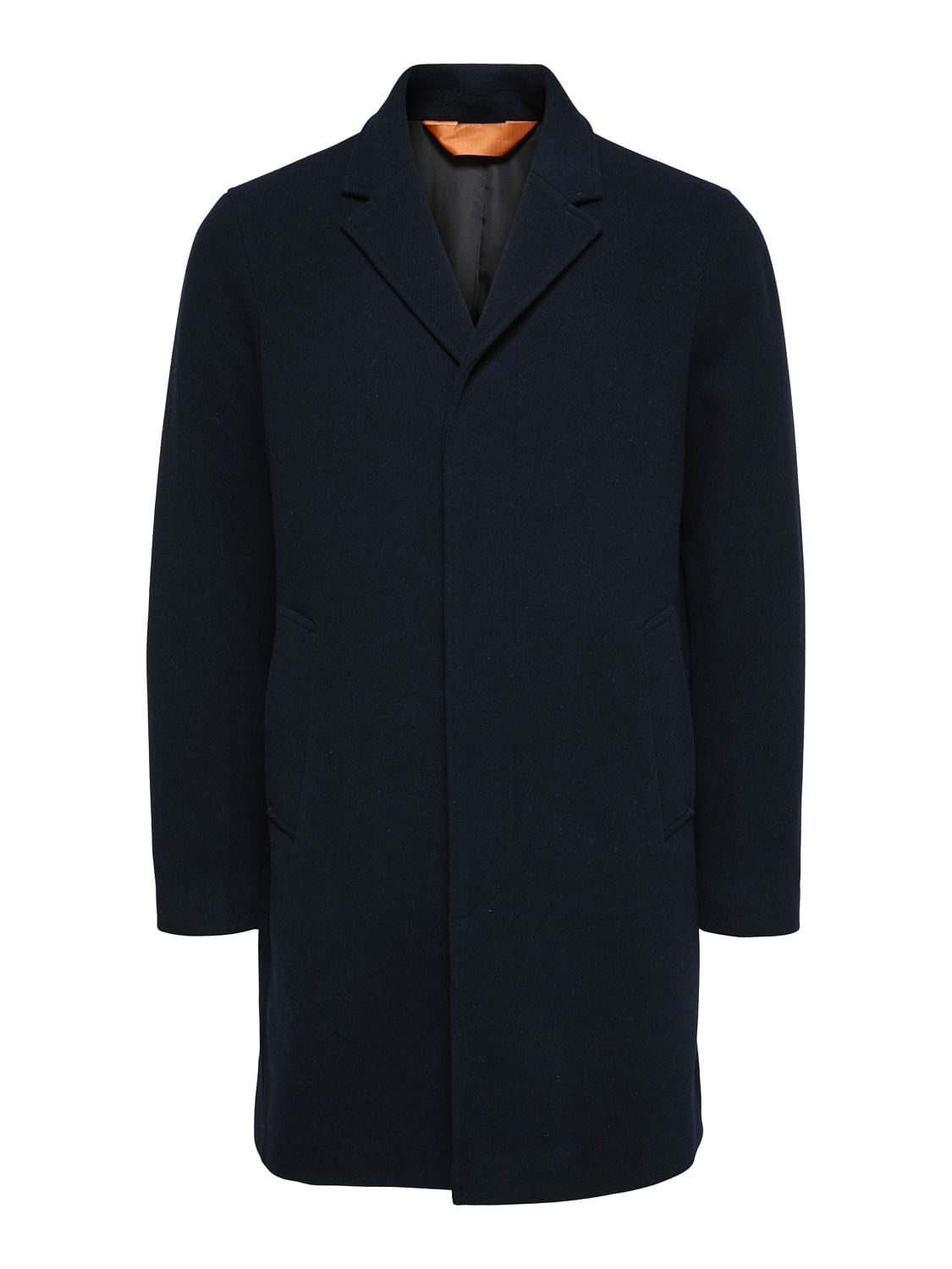Navy Blue Woollen Long Coat