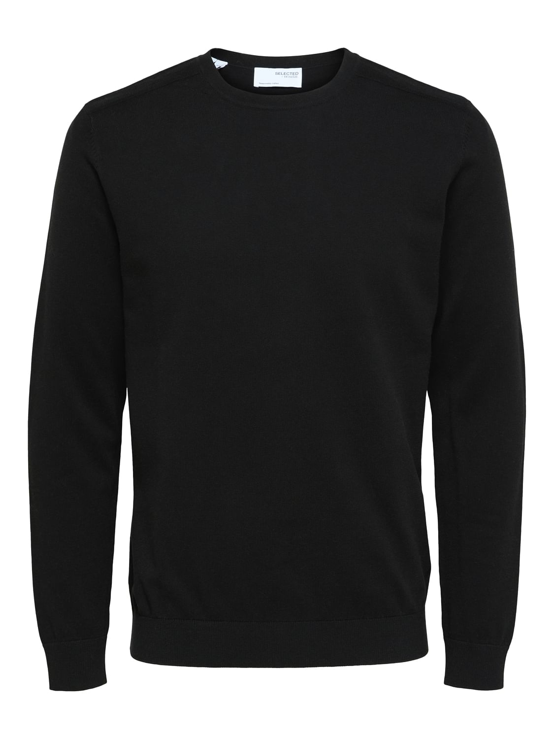 Black Knitted Crew Neck Pullover