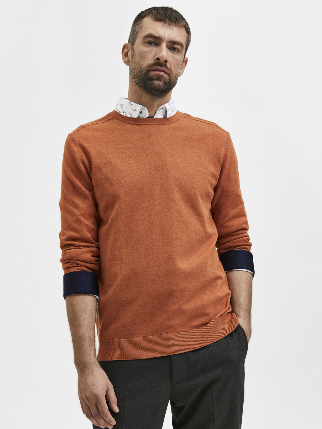 Orange Crew Neck Pullover