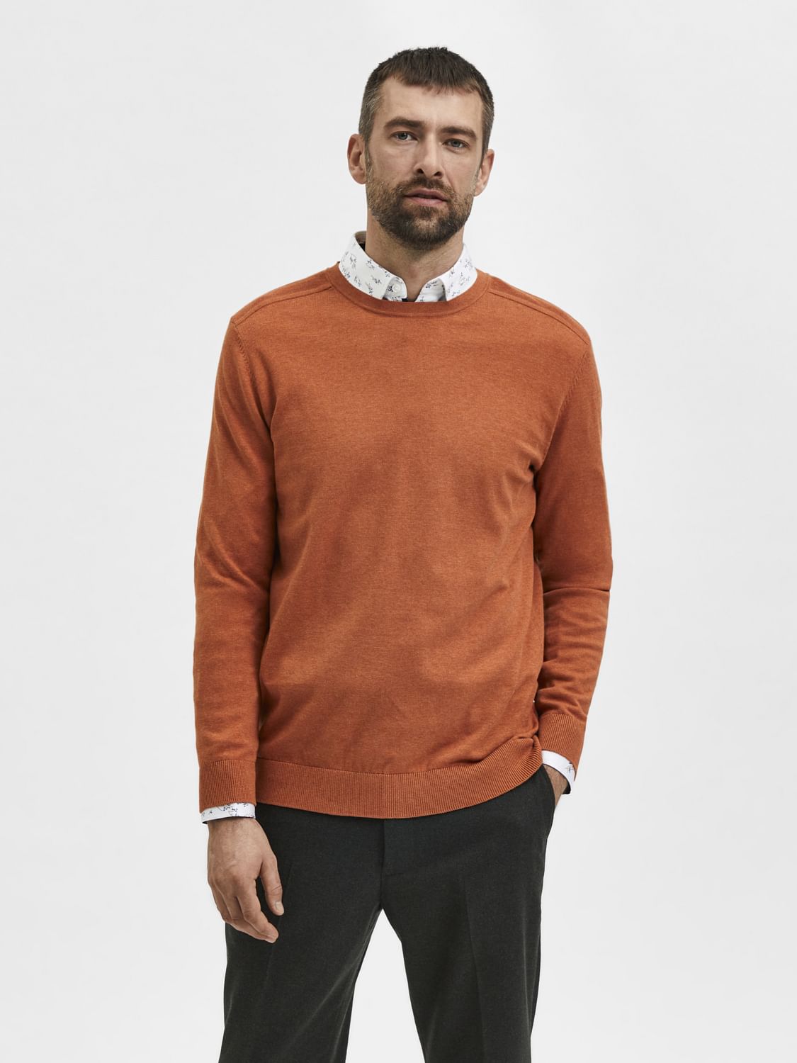 Orange Crew Neck Pullover