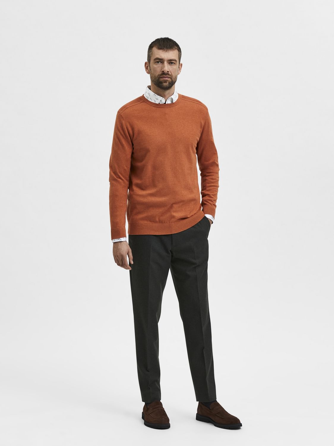 Orange Crew Neck Pullover