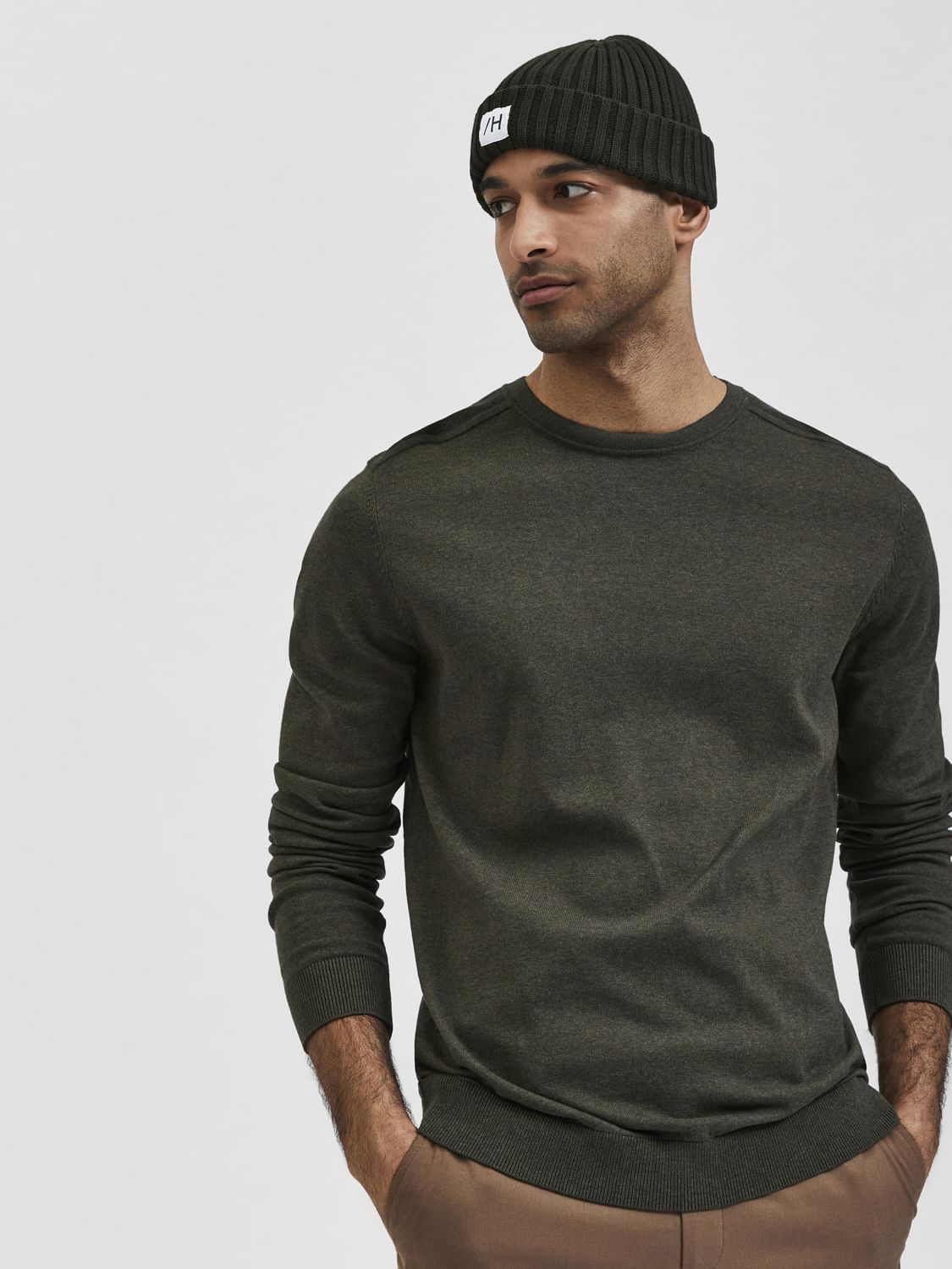 Dark Green Crew Neck Pullover