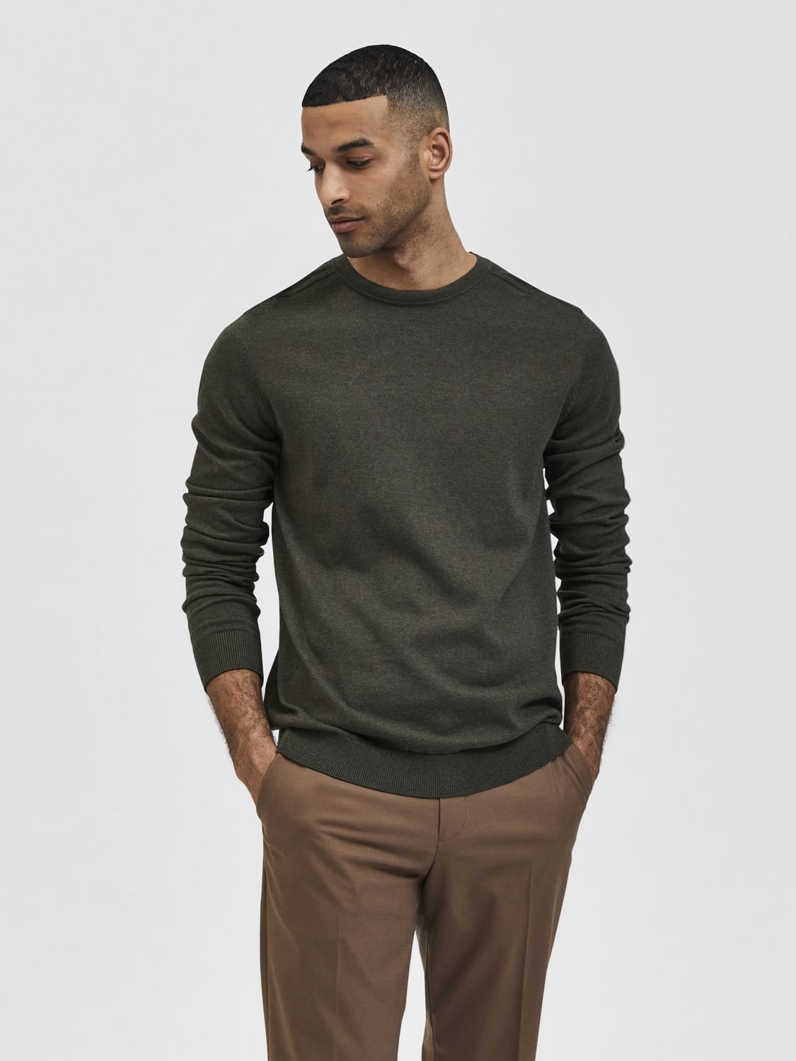 Dark Green Crew Neck Pullover