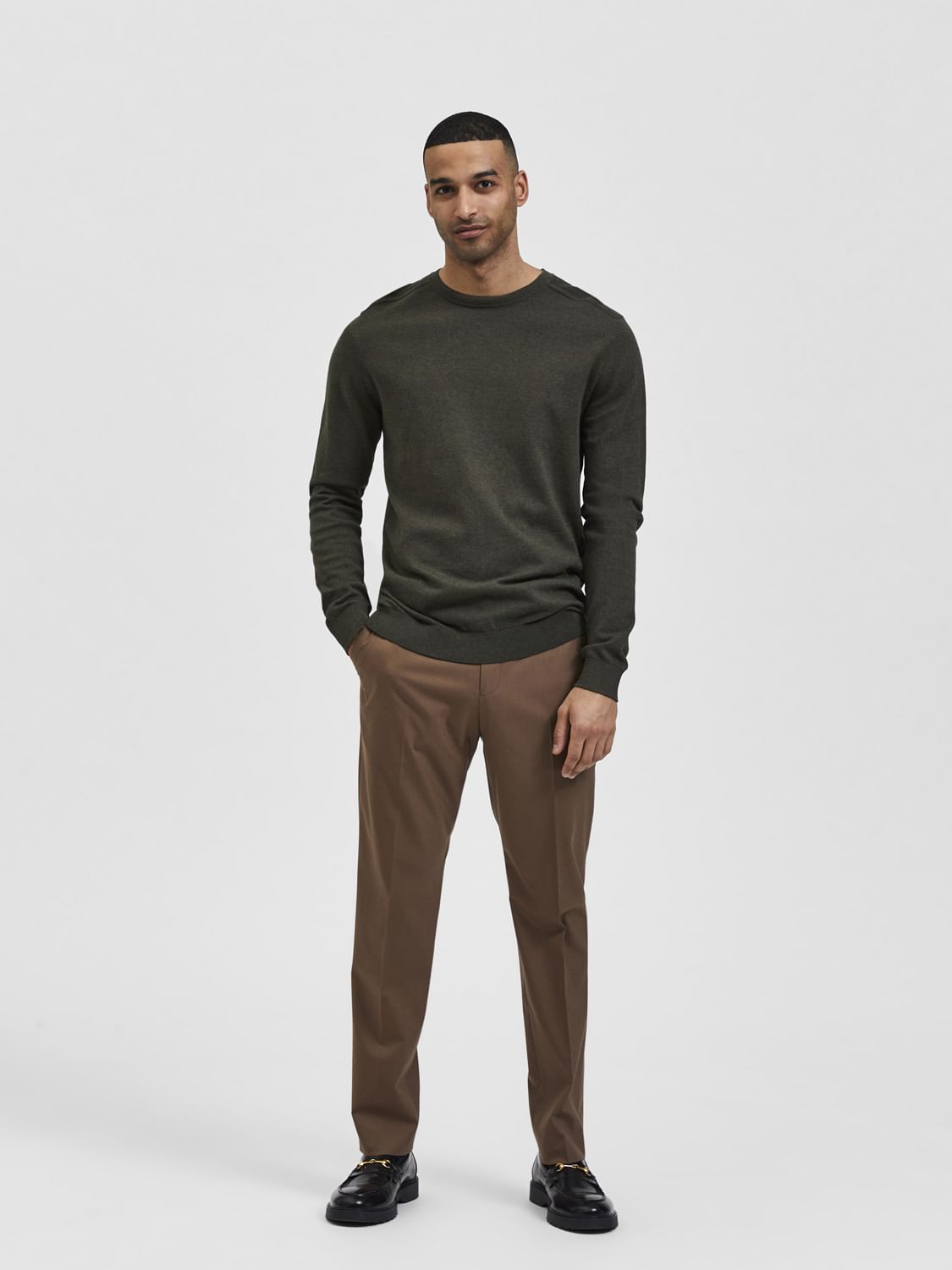 Dark Green Crew Neck Pullover