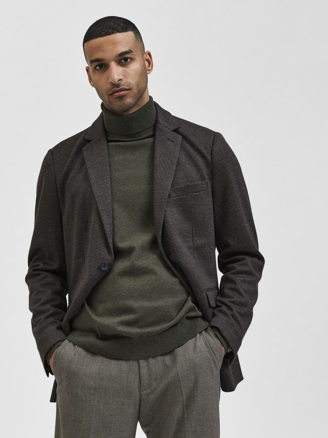 Dark Green Roll Neck Pullover