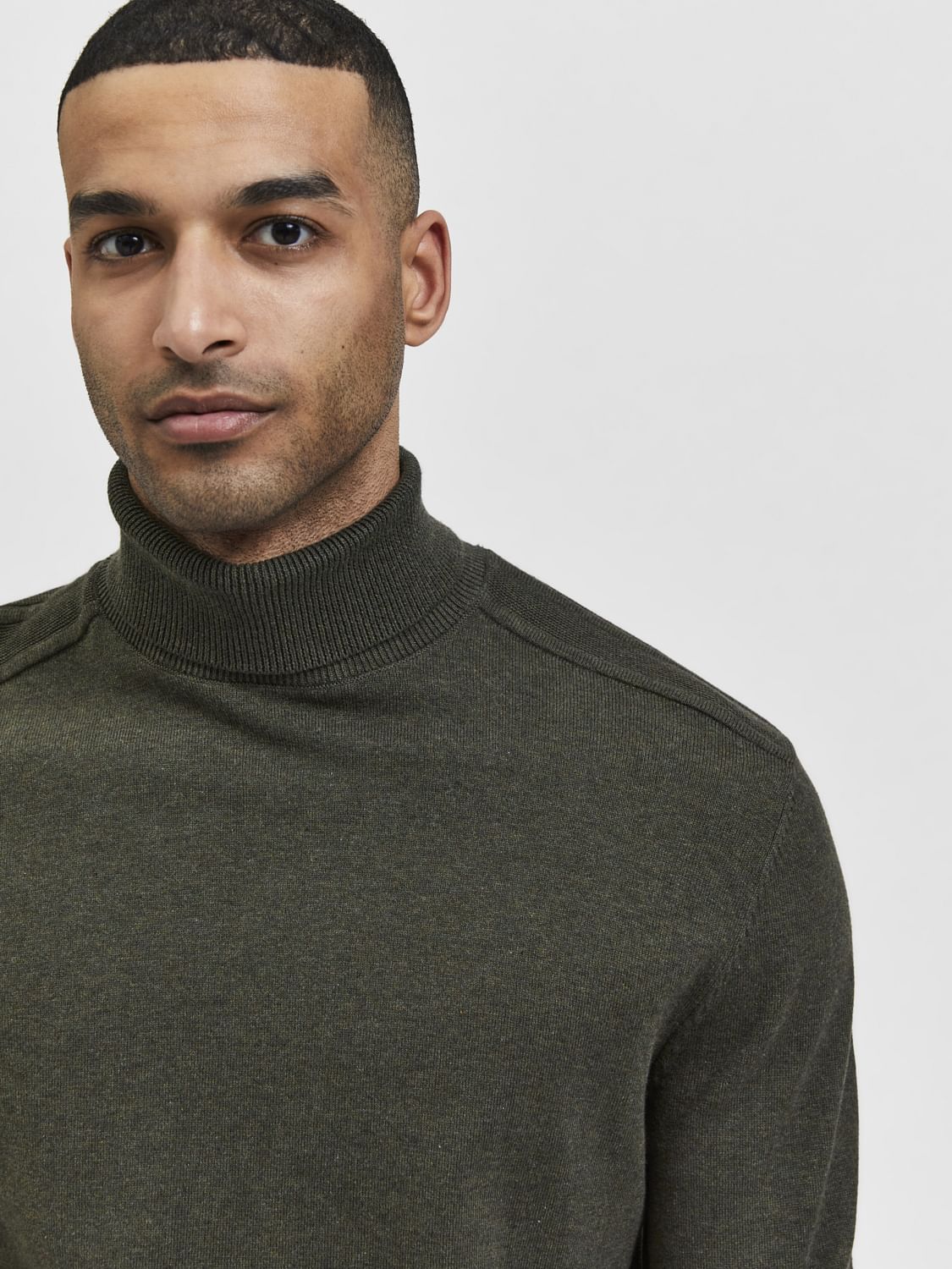 Dark Green Roll Neck Pullover