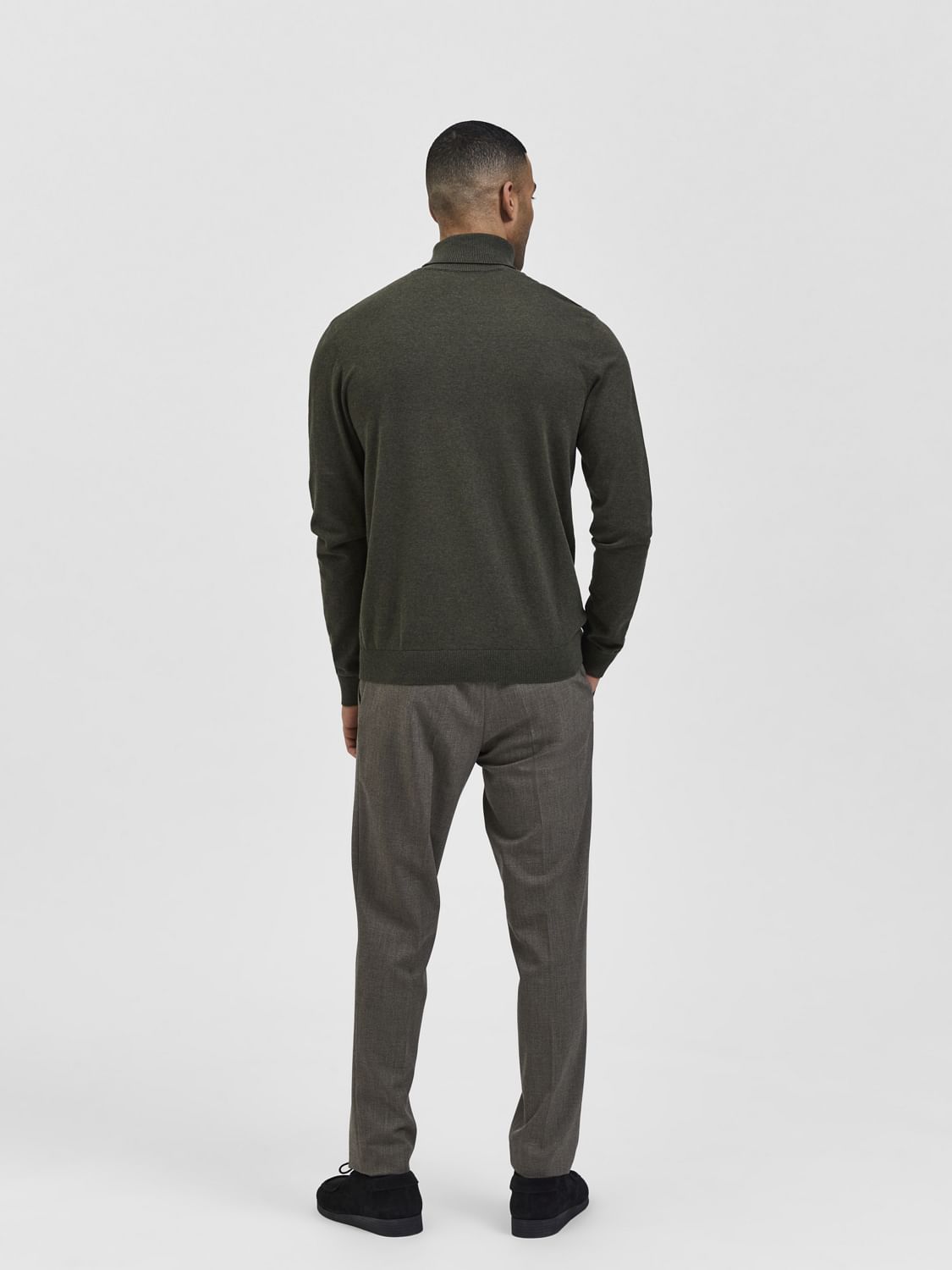 Dark Green Roll Neck Pullover