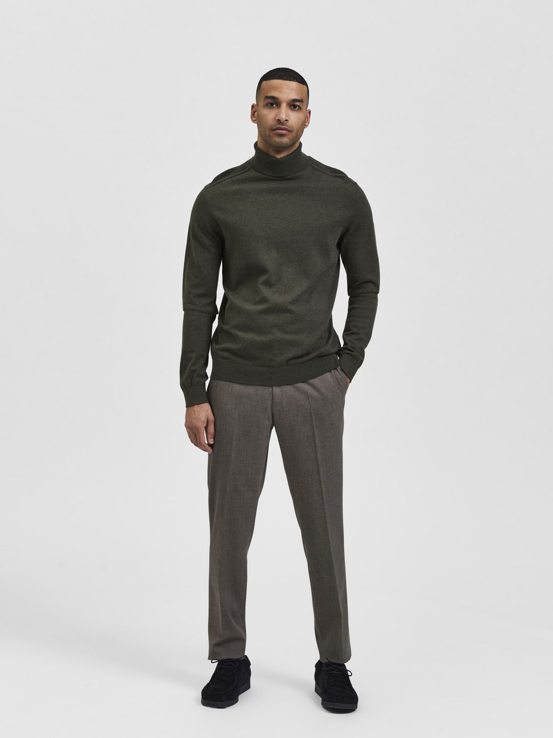 Dark Green Roll Neck Pullover