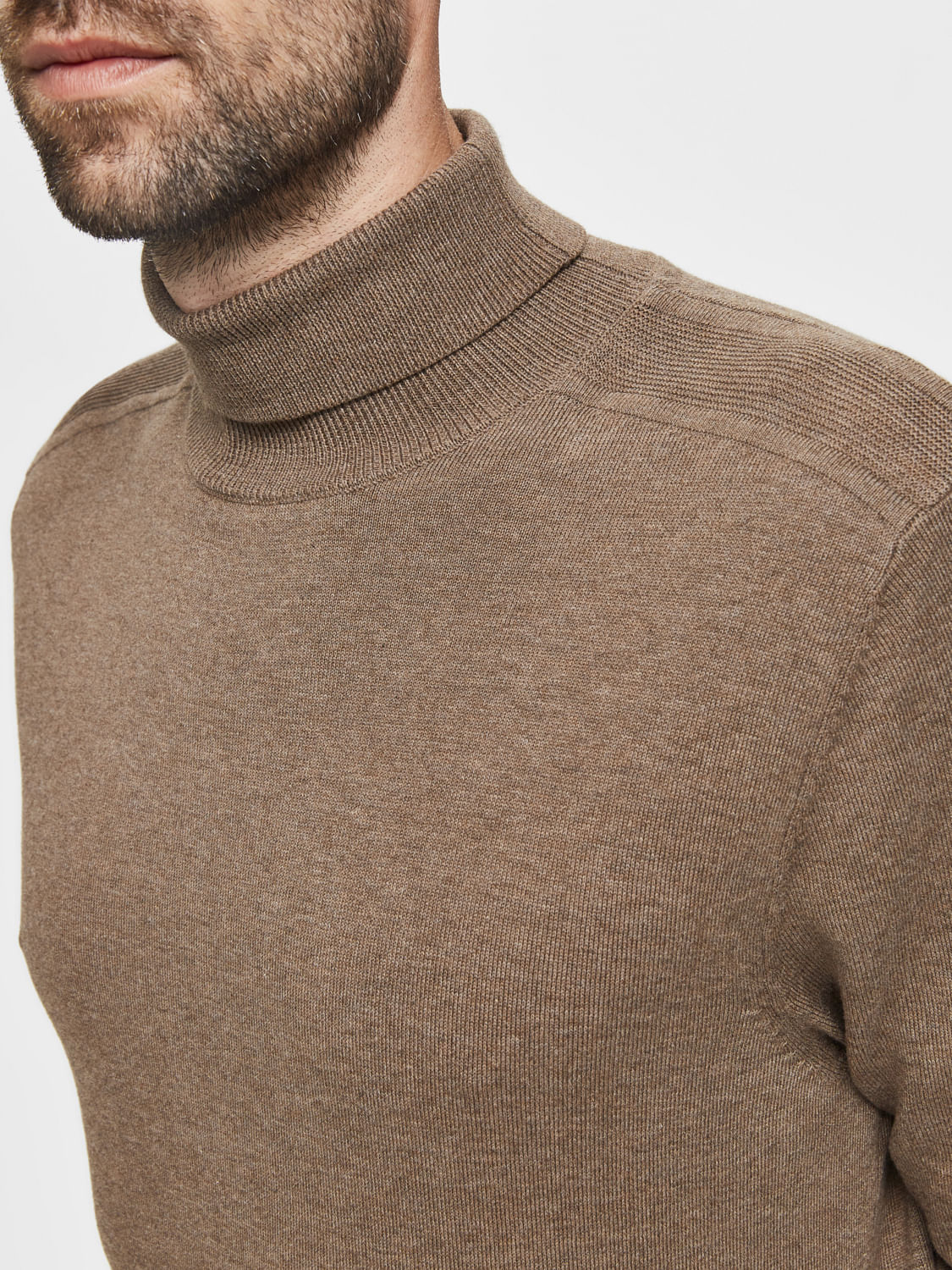 Dark Brown Roll Neck Pullover