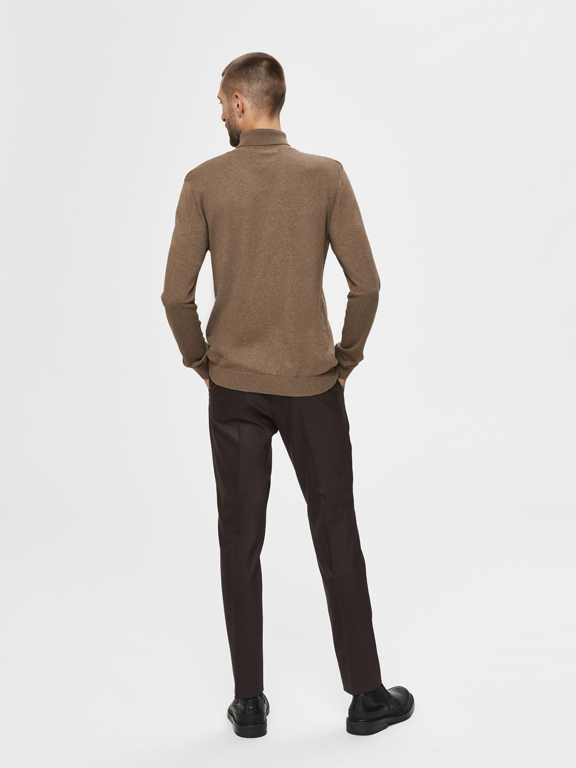 Dark Brown Roll Neck Pullover