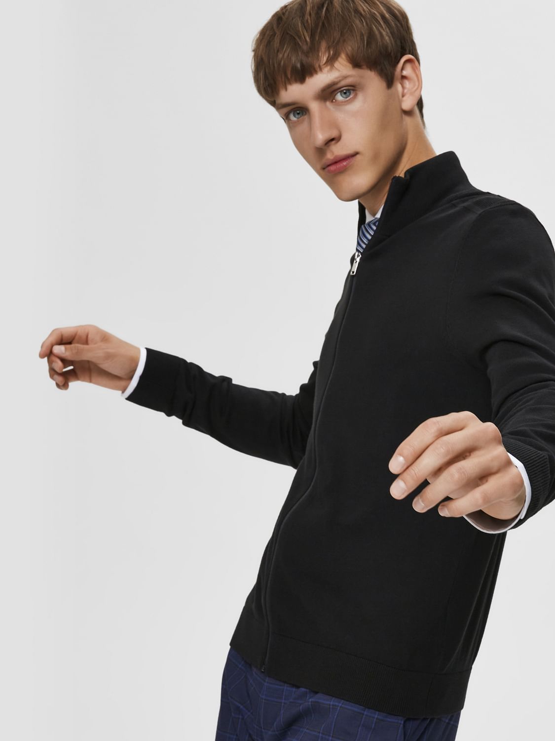 Black Turtleneck Zip Up Cardigan