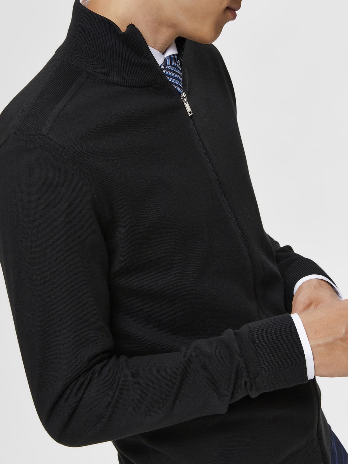 Black Turtleneck Zip Up Cardigan