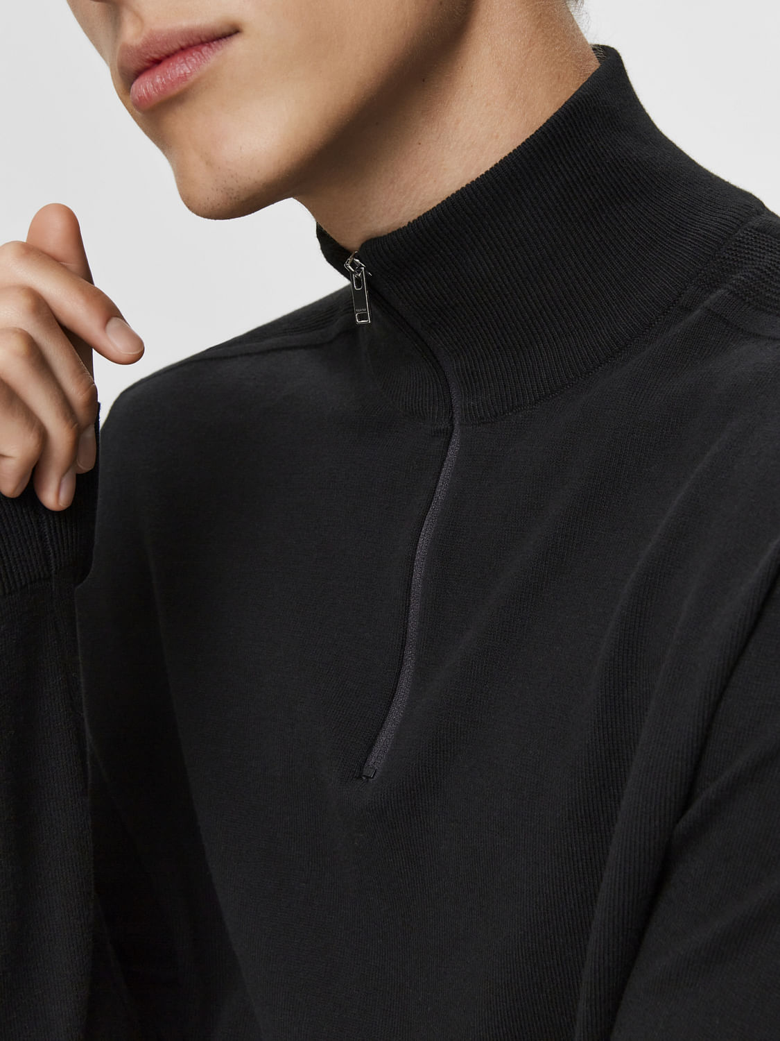 Black Half Zip Cardigan