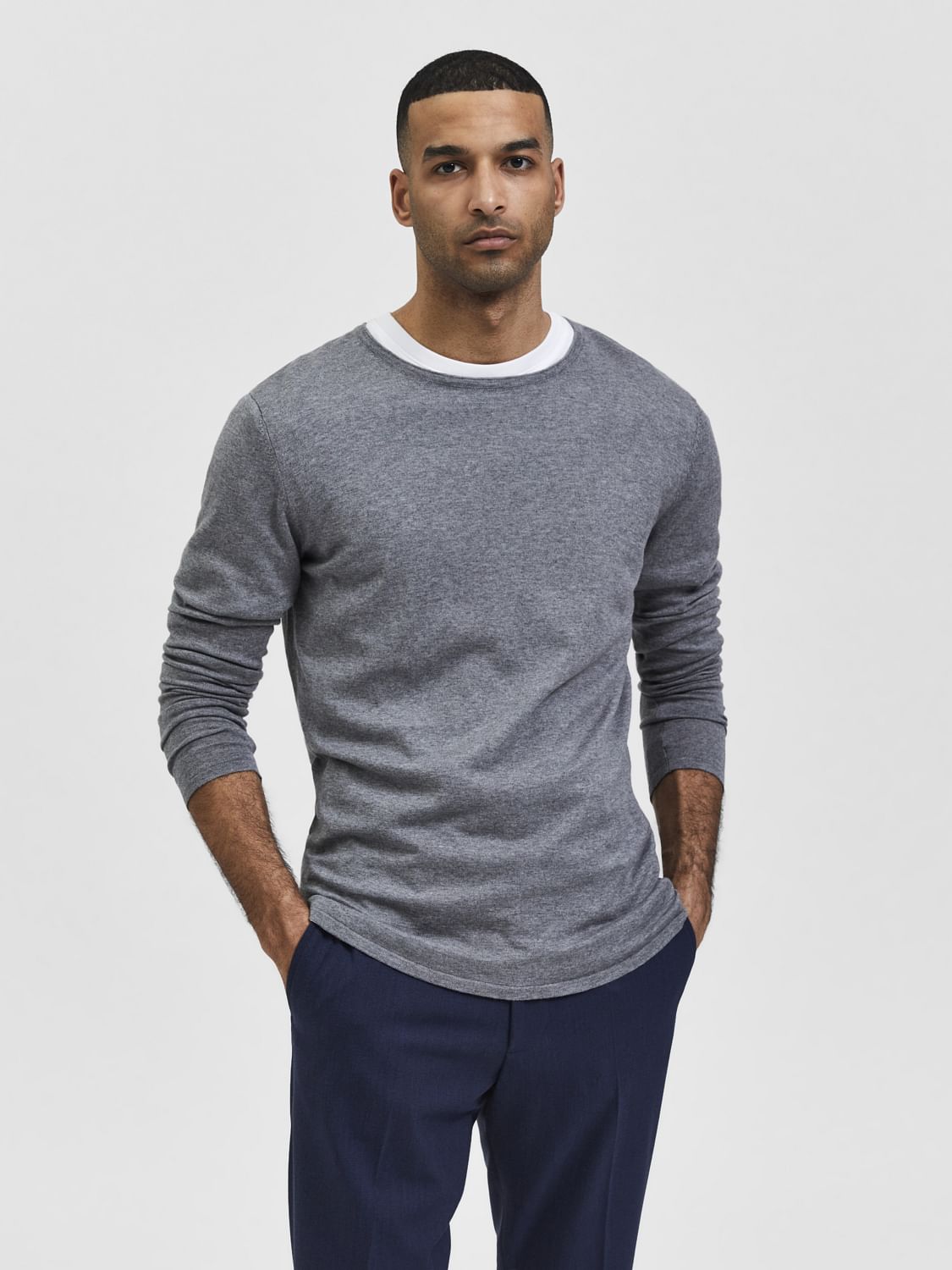 Grey Crew Neck Pullover