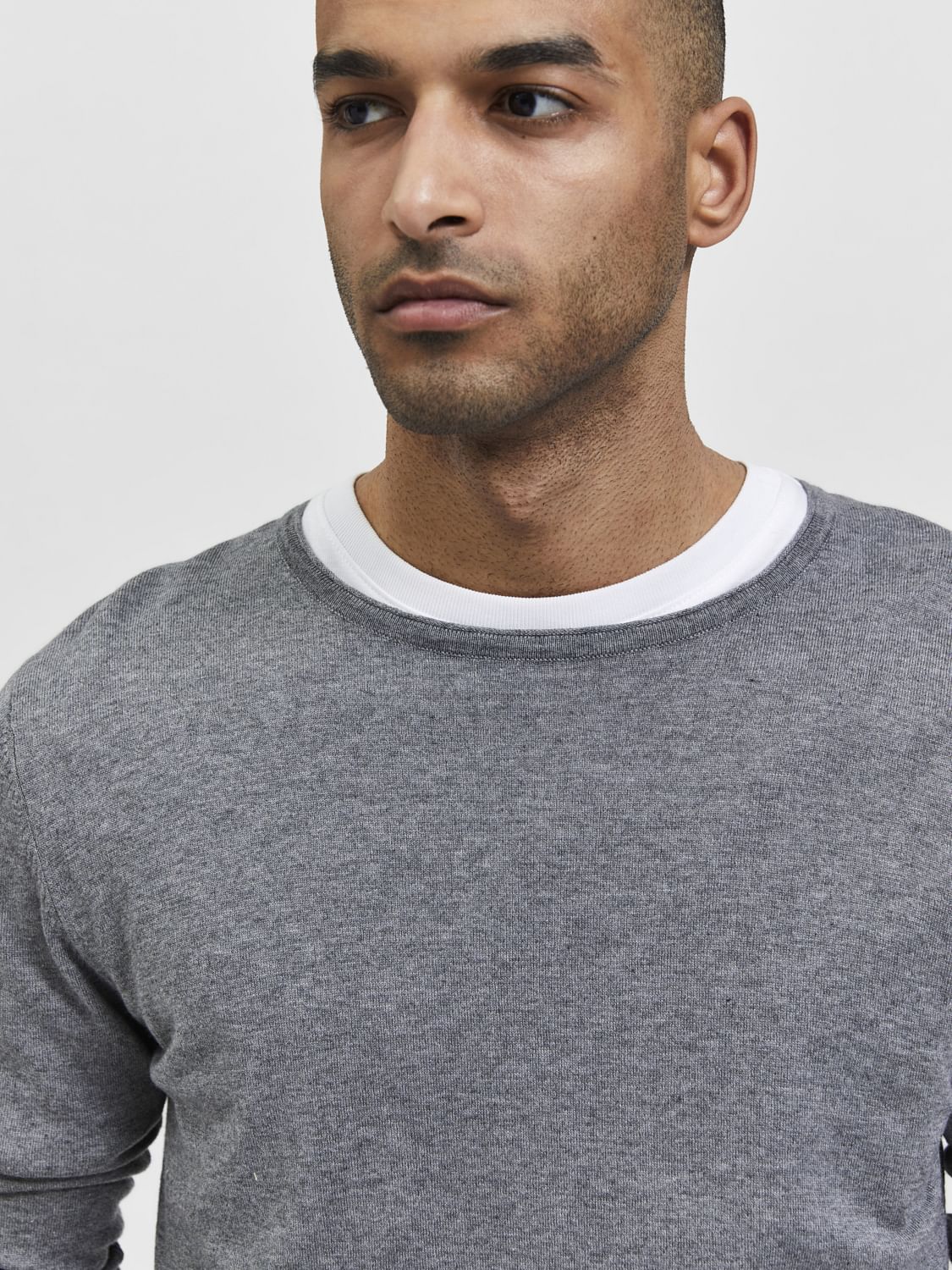 Grey Crew Neck Pullover