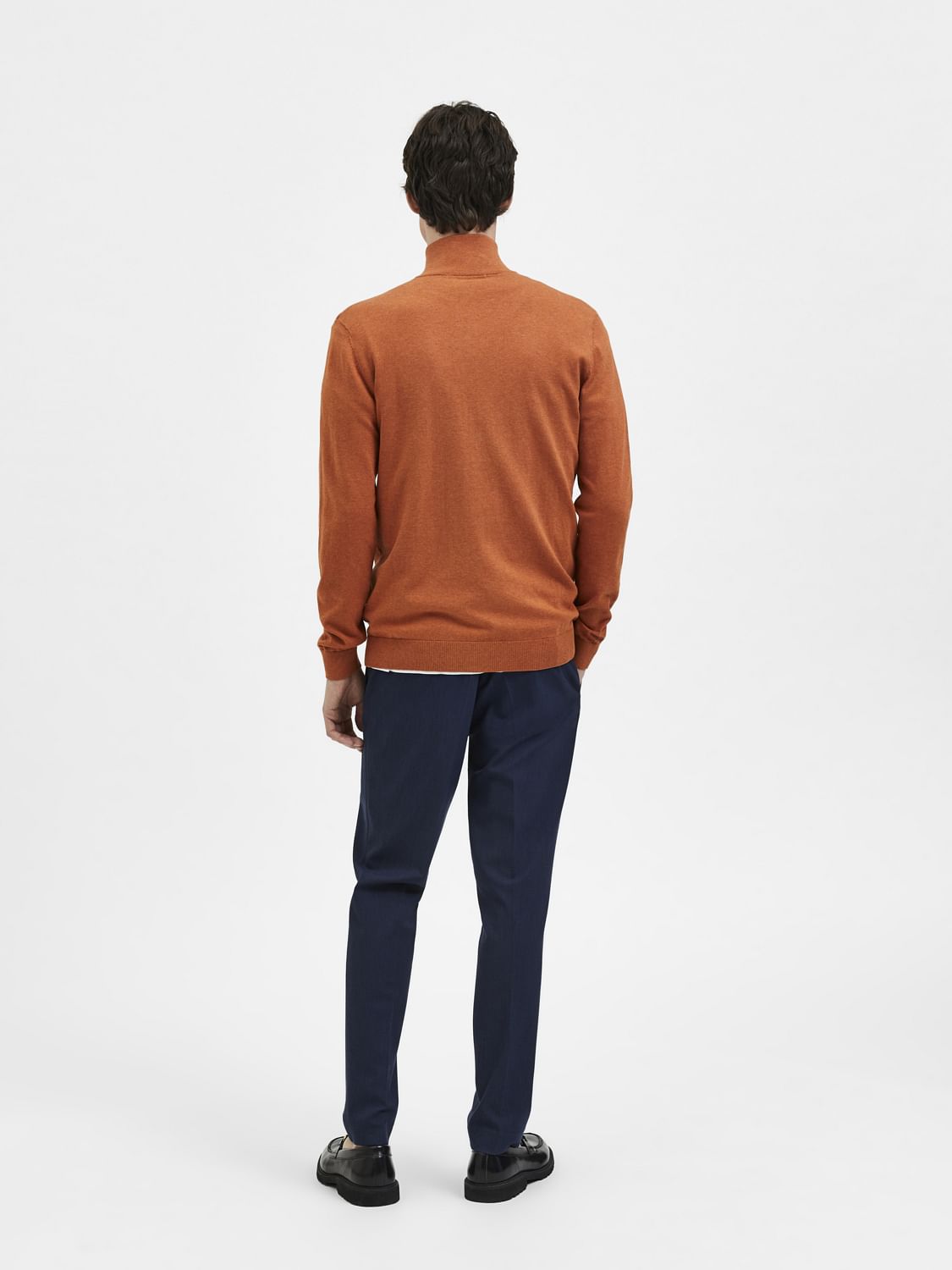 Orange Turtleneck Zip Up Cardigan