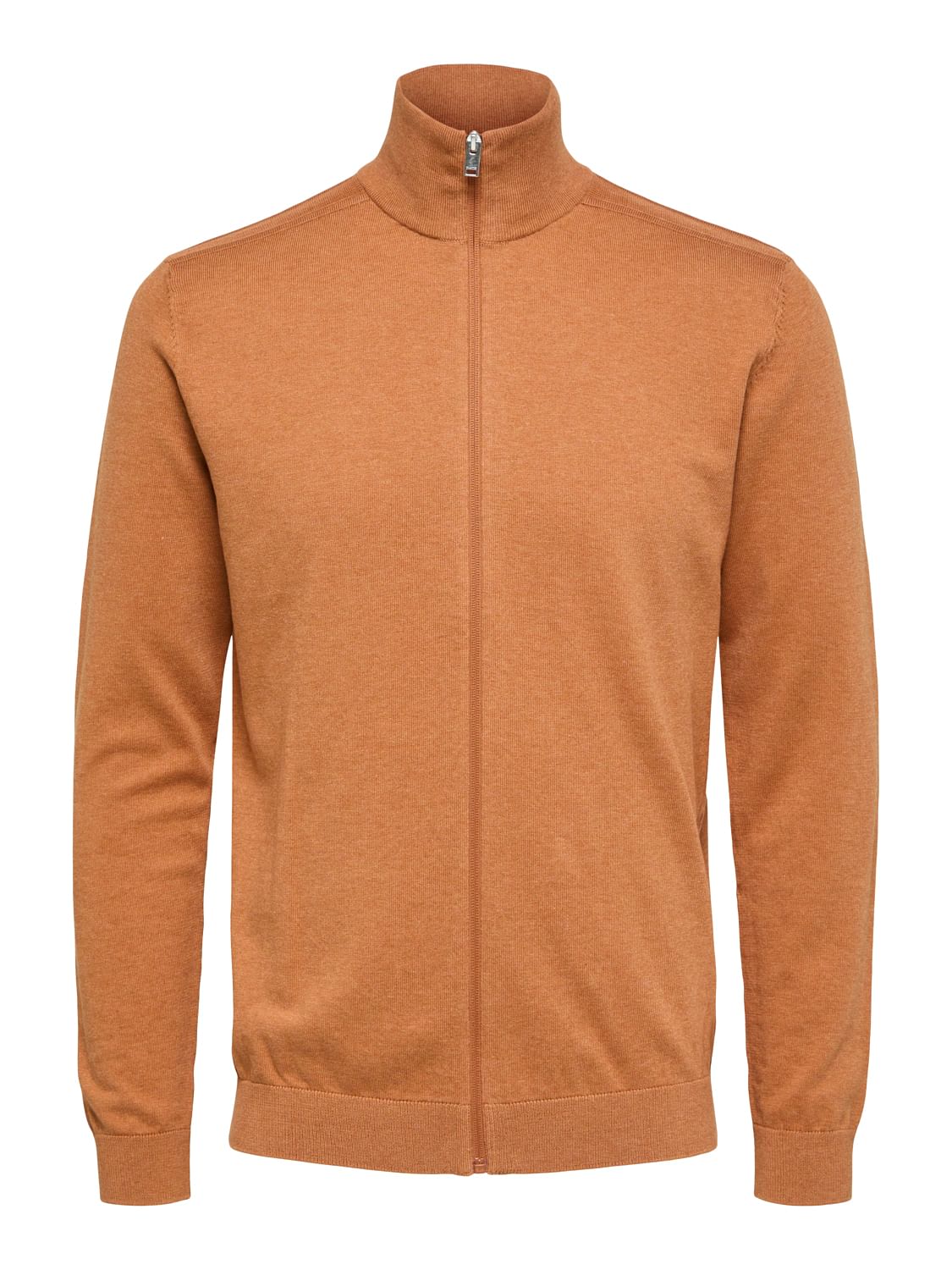 Orange Turtleneck Zip Up Cardigan