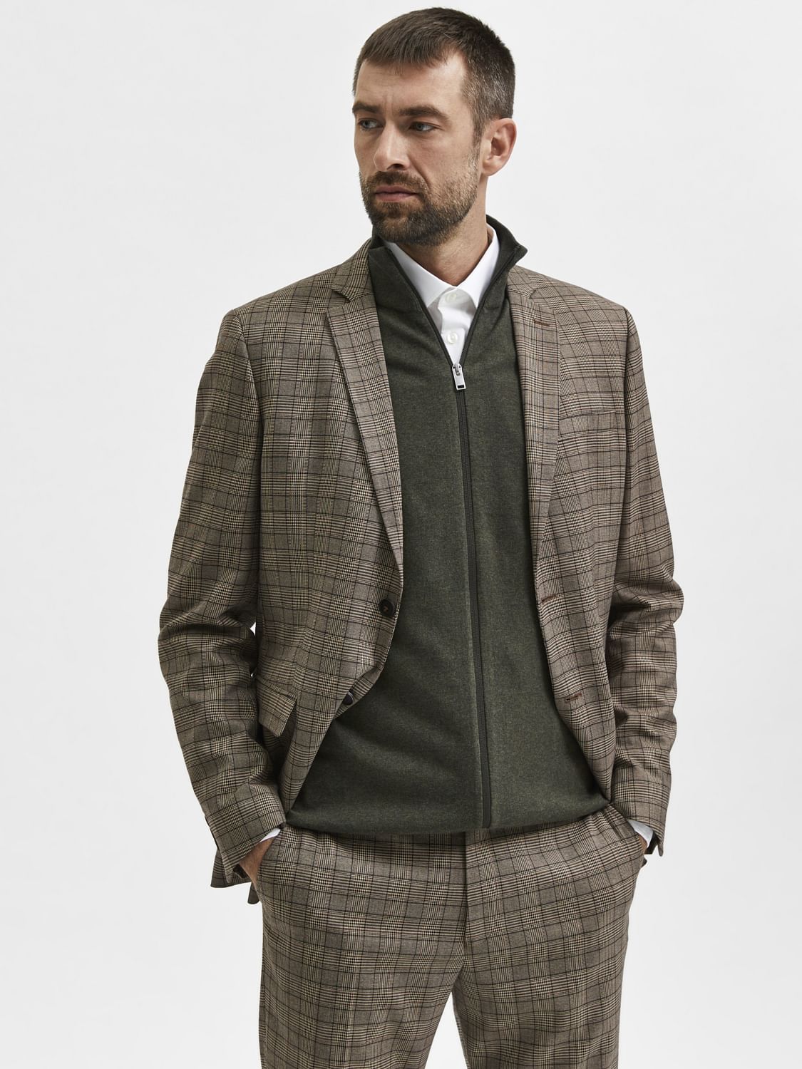 Green Turtleneck Zip Up Cardigan