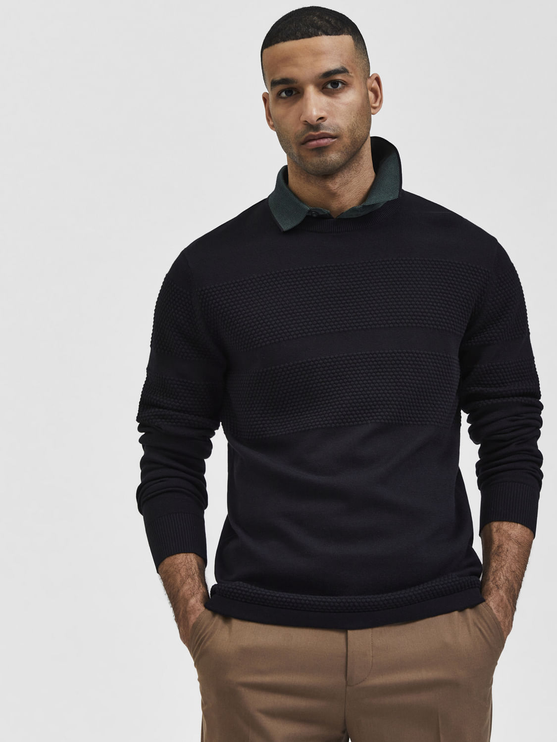 Black Textured Pullover