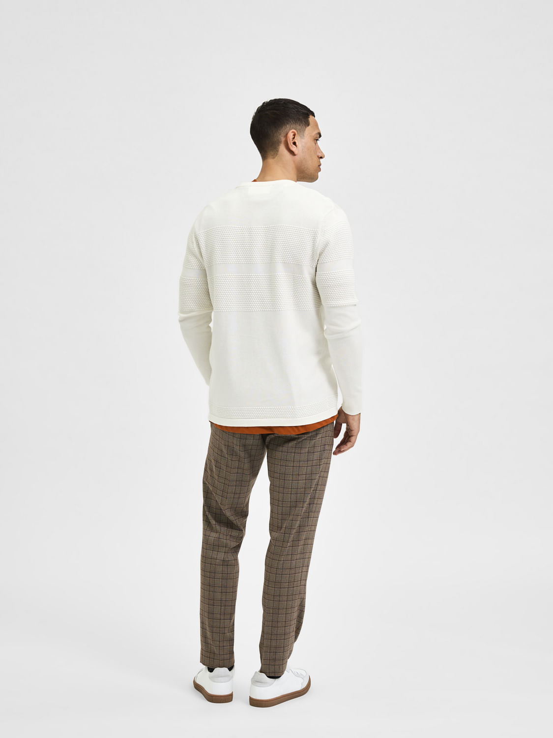 White Textured Pullover