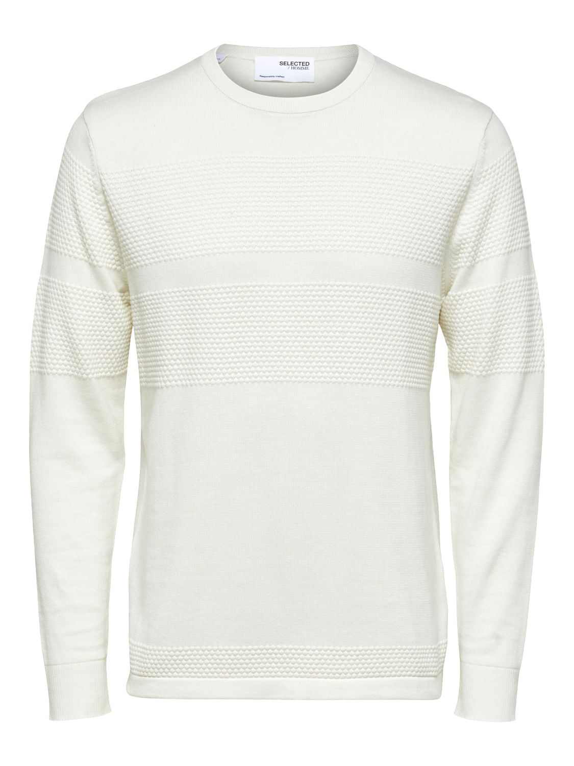 White Textured Pullover